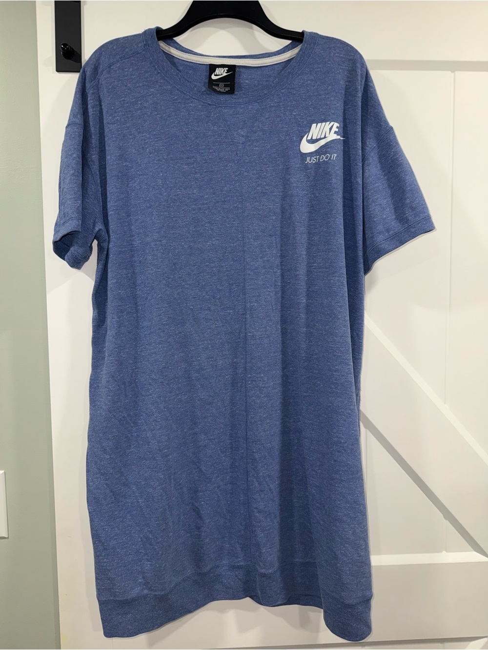 Nike Blue Heather Midi T-Shirt Dress with White Swoosh